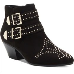 I.N.C suede studded Iliana western style black booties women Size 8 1/2 
