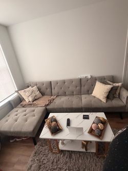 Gray Tufted Sectional Sofa