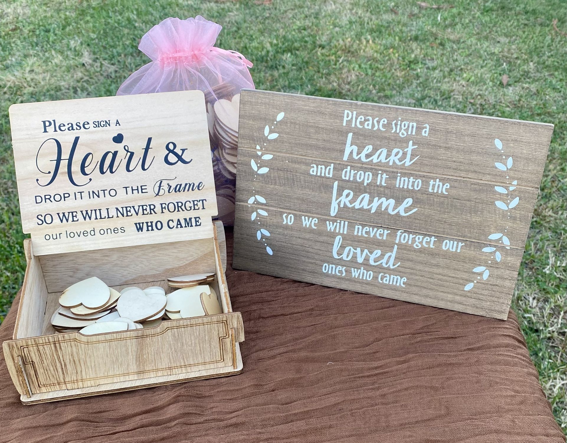 Wedding Heart Box, Extra Hearts, and Sign 
