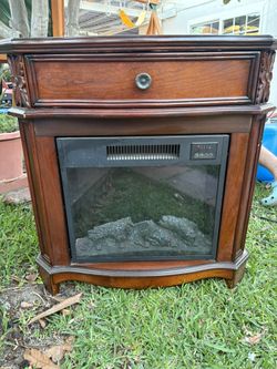 Electric Fireplace Heater in Wooden Cabinet