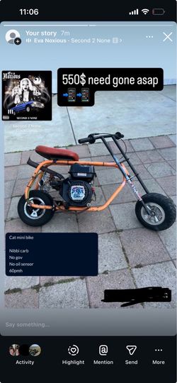 cat mini bike need gone asap will take trades!!
