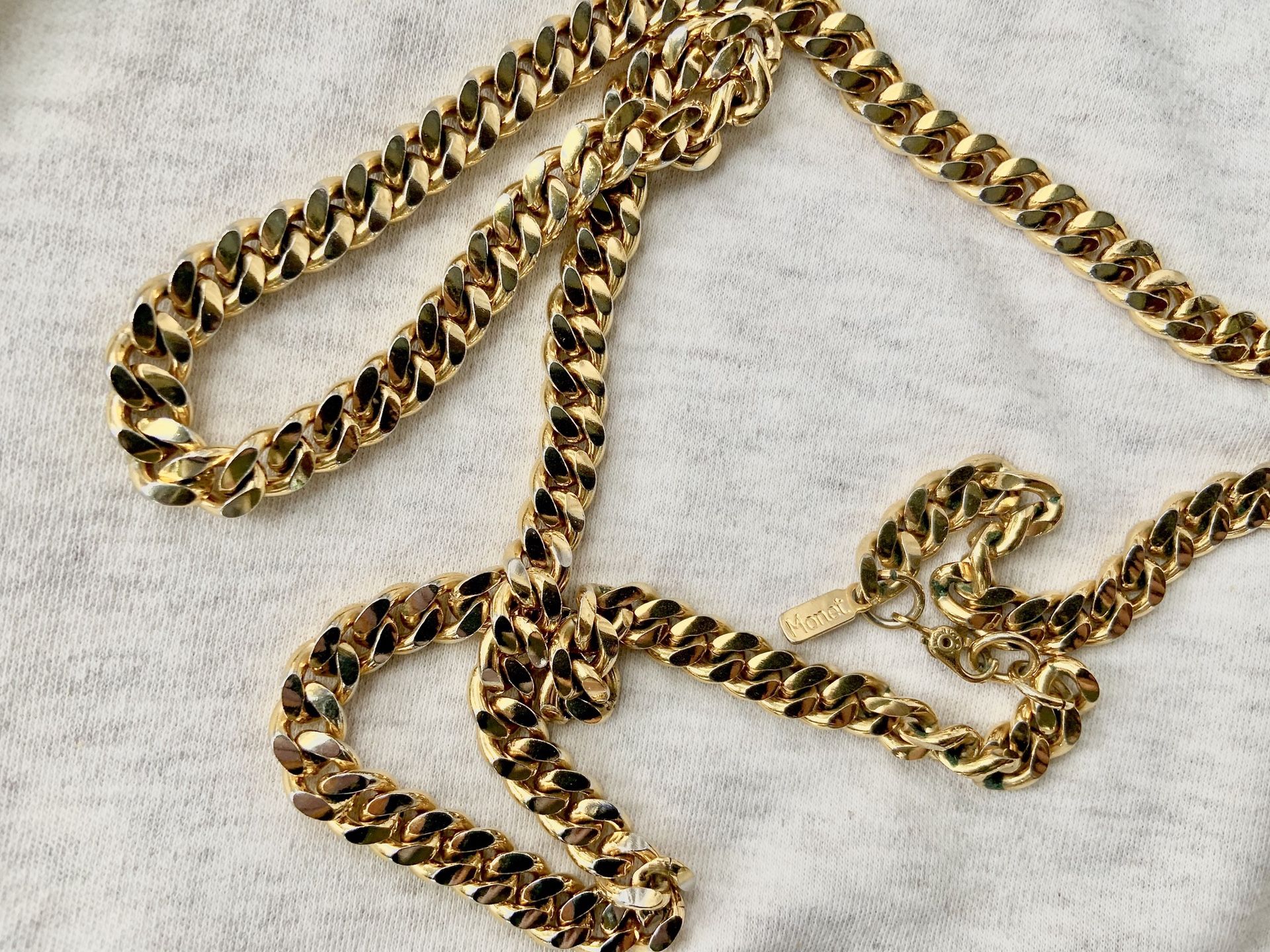 Cuban Curb Gold Tone Chain Link 30” Necklace