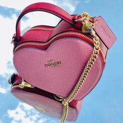Heart coach crossbody bag pink