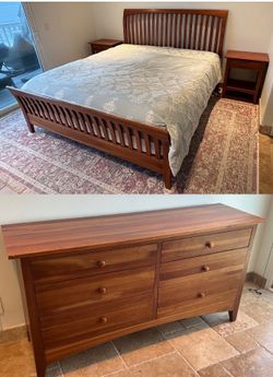 Ethan Allen Bedroom Set - CalKing Bedframe, Dresser, 2 Bedside Tables