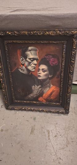 Frankenstein Couple Gothic Framed Art Print