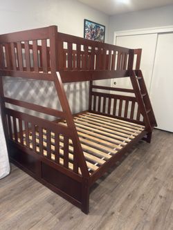 Kory Cherry Brown Twin Over Full Wood Bunk Bed