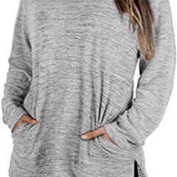 Brand new Plus-Size Tops for Women 3x Long Sleeve Tshirt Crew Neck Sweatshirts Tunic Blouse with Pockets Dark Gray Size 22W (3X) Bust: 53.93 inches  L