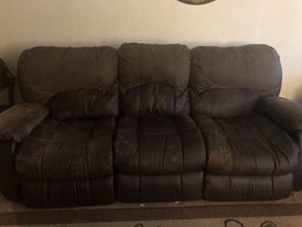 Chocolate brown sofas costume made .