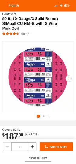 10 3 Electrical Wire - 50 Ft