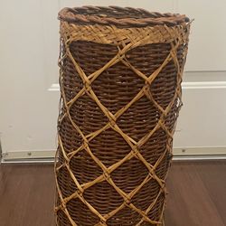 Tall Wicker Basket Diamond Weave Storage