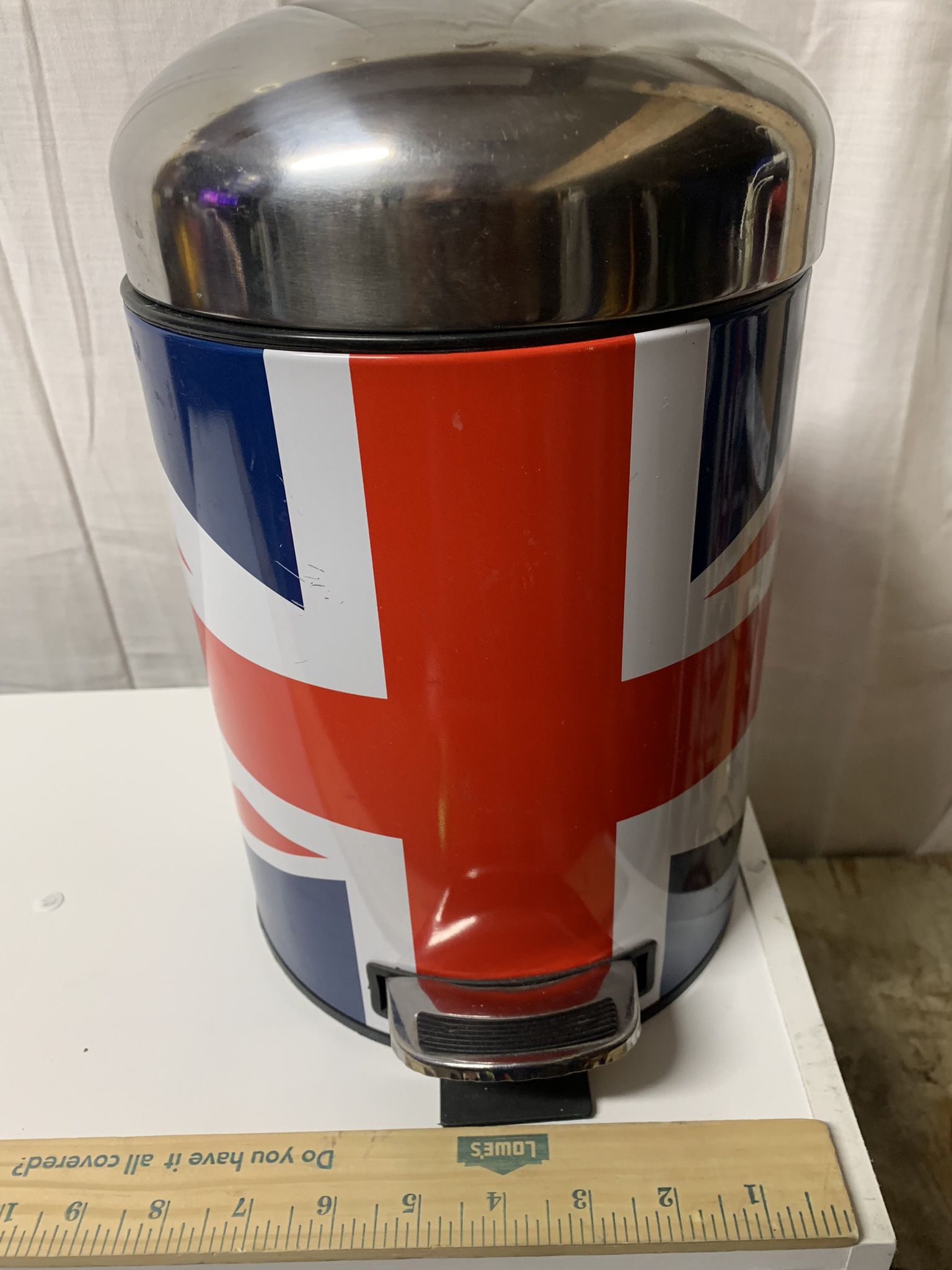 London 1 Gallon Foot Pedal Metal Trash Can Austin Powers Dorm Bedroom Office Bathroom