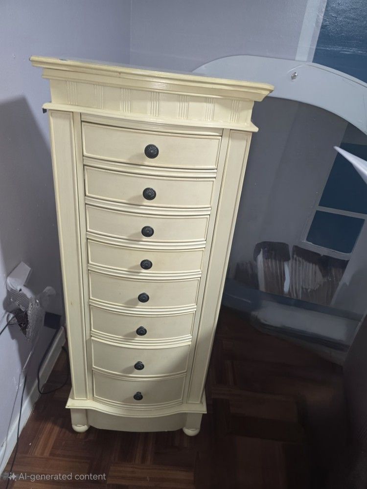 BEST OFFER!!!!! ANtique Cream color Wooden Jewelry Armoire..ñ