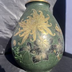 Antique Metal Gold Meiji Vase 