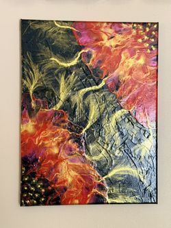 🌺🔥 “Crimson Bloom” – Original Acrylic Canvas Art