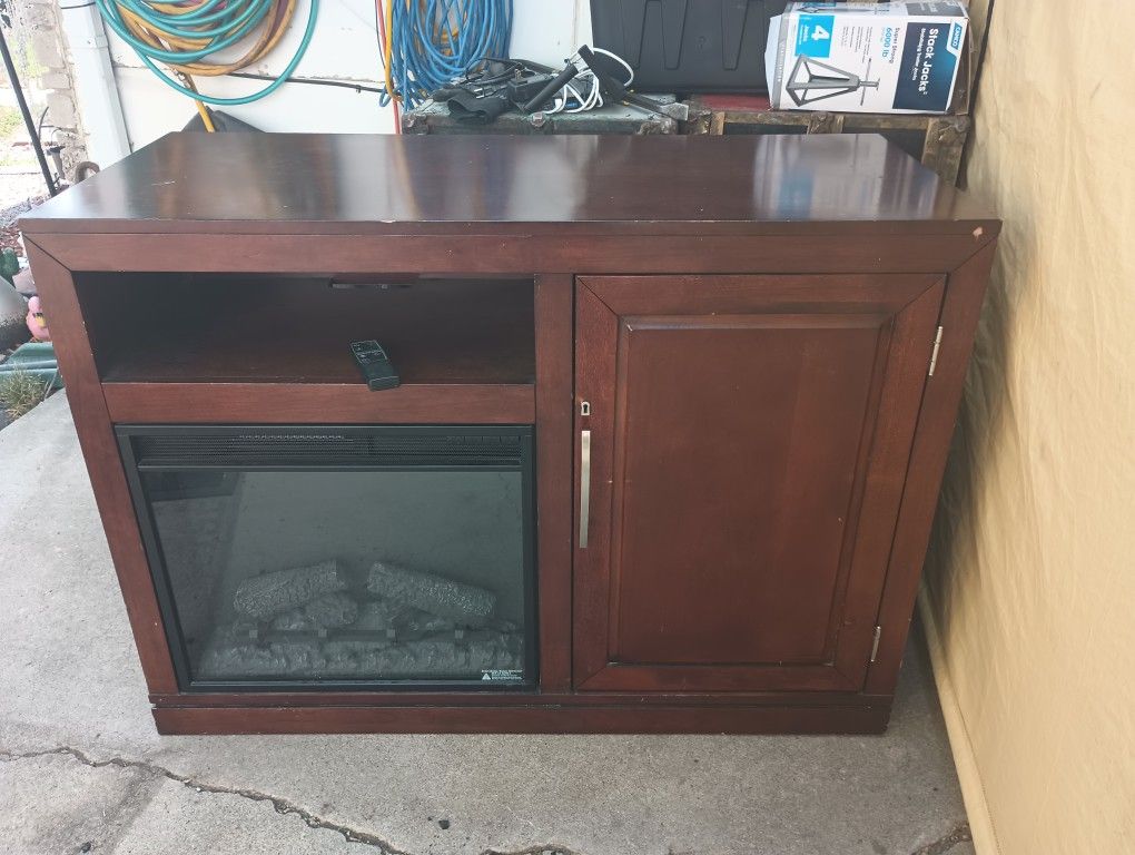 Entertainment Center With Built In Fireplace And Mini Fridge