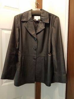 WORTHINGTON GENUINE BLACK LEATHER JACKET/COAT FLAWLESS NICE