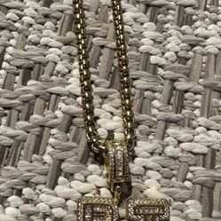 New Stainless Steel Iced Out Bj Pendant With chain