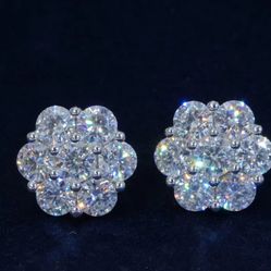 MOISSANITE S925 FLORAL STUD EARRINGS 