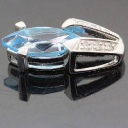 14k White Gold Diamond & Blue Topaz Unique Pendant 0.75 TCW I SI 1.8g.  #30368B