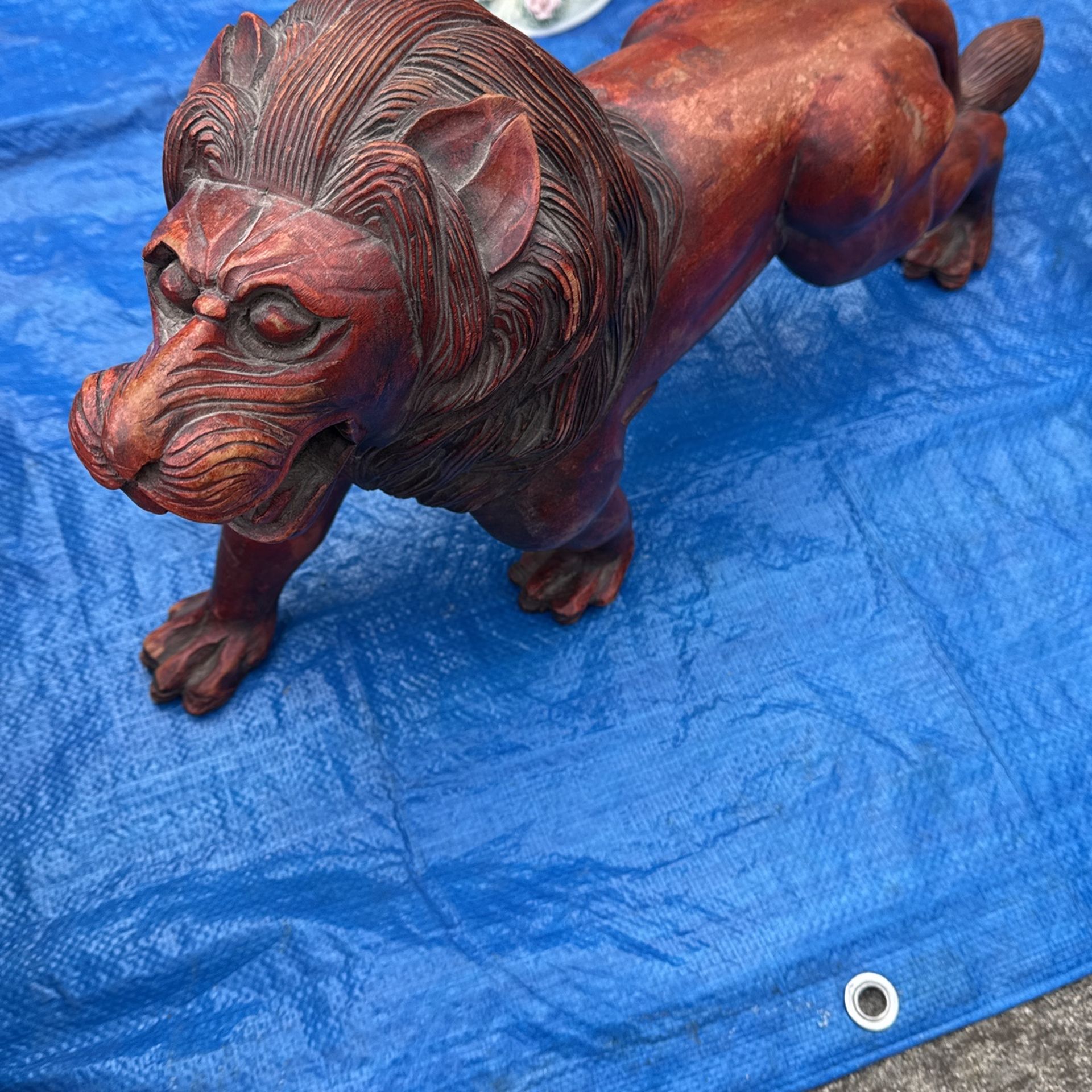 Large wooden lion