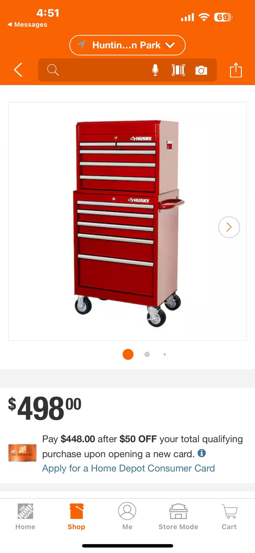 Husky Tool Storage 27 in. W x 18 in. D Standard Duty Red Rolling Tool Chest Combo