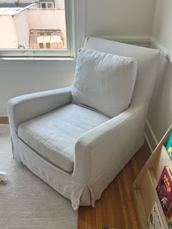 Restoration Hardware Swivel rocking chair belgian linen slipcover