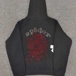 🔥 Spider / SP5DER Hoodie Rhinestone Web – Size Medium (Brand New) 