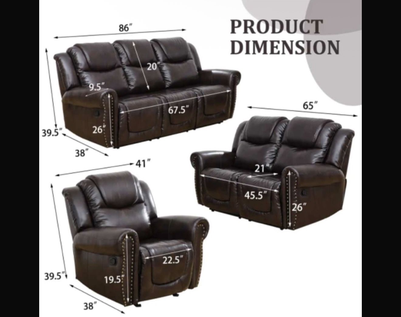 Leather Love Seat New