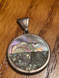 Vintage Carolyn Pollack Sterling Silver Abalone Sunset Pendant