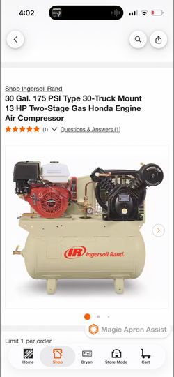 Ingersoll Rand Type 30 Honda Gas Air Compressor – Commercial Grade