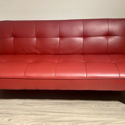 Serra Marilyn Faux Red Leather 66.1" Futon Sofa