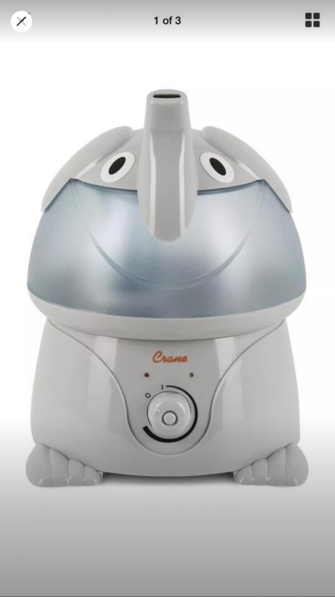 Crane Filter-Free Adorables 1 Gallon Ultrasonic Cool Mist Humidifiers, Elephant