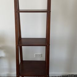 Brown Wood Slanted Ladder Bookshelf 4 layer 