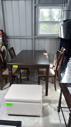 Brown table with chairs
