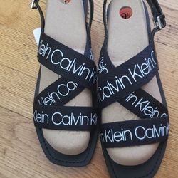 Calvin Klein Ladies Straps Signature Logo Sandals 