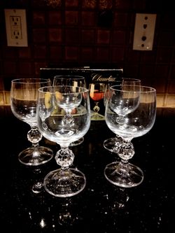 Vintage Bohemia Crystal Wine Goblets