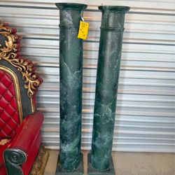 Large Mid-Century Wooden Neoclassical Empire Faux Marble Wooden Plant Stand Column Pedestal x 2  Pick up in Orting   Rare vintage antiques 