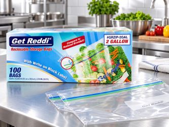 Get Reddi 2 Gallon Reclosable Storage Bags 100 Count Double Zipper Clear