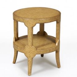 Vintage Maitland-Smith Faux Ostrich Leather Tier Side Table, c.1980's - Delivery Available