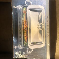 Silver Plated Chaffing Dish , Roasting Pan,  Serving Tray