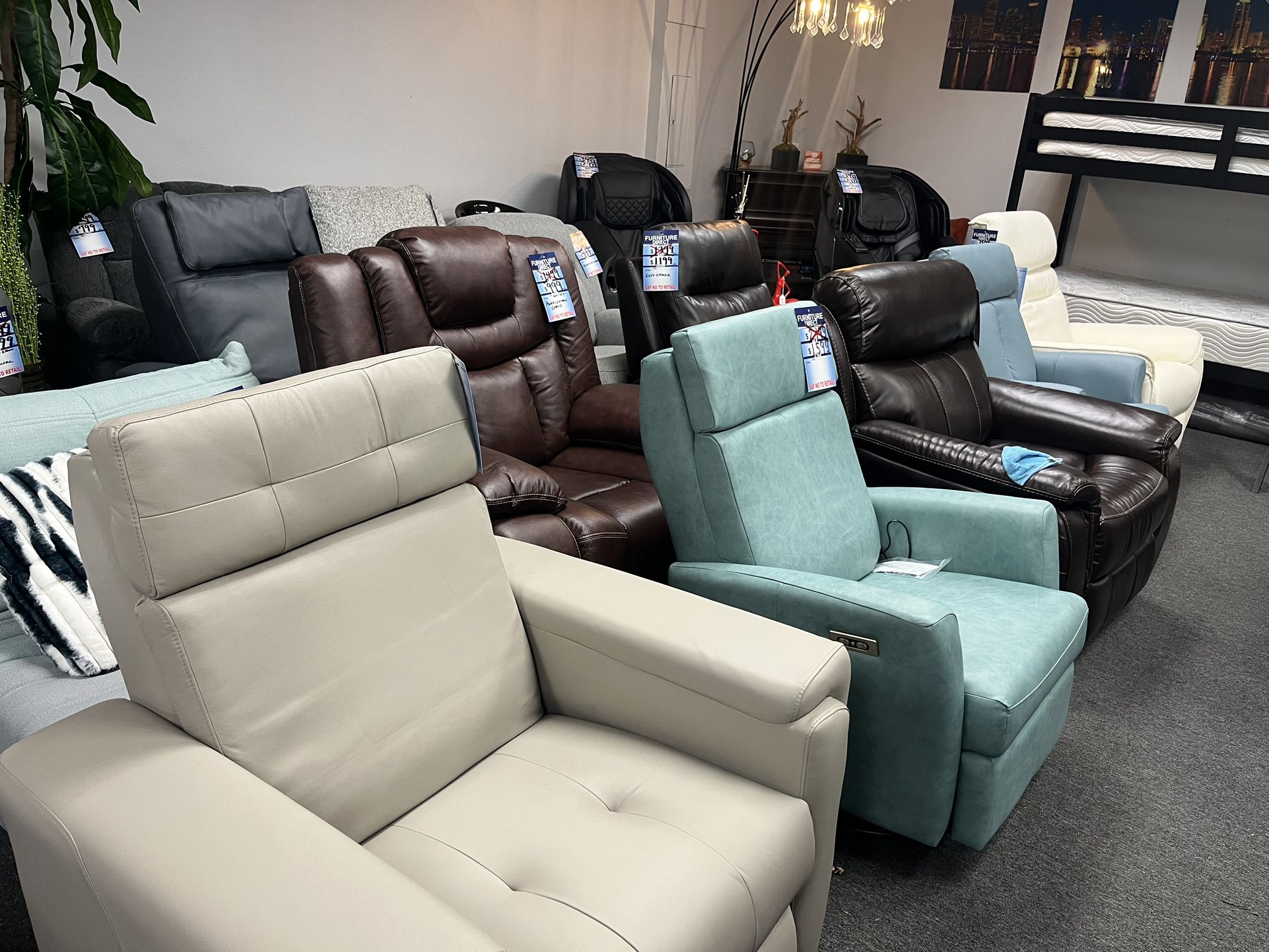 😱😱 Power Leather & Fabric Recliners !! Mothers Day Sale !!  $249 😱😱