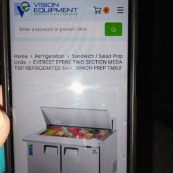 Everest Two Section Mega Top Refrigerated Sandwich Prep Table Model: EPBR2