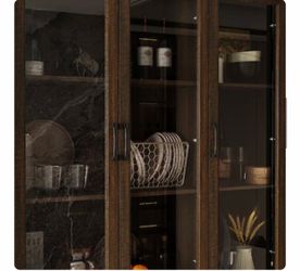 Cabinet with 3 Drawers and Glass Doors