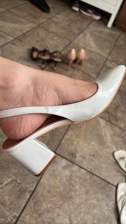 White stiletto heels