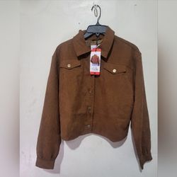 Wrangler Corduroy Cropped Shirt Jacket Women's Size M - Brown