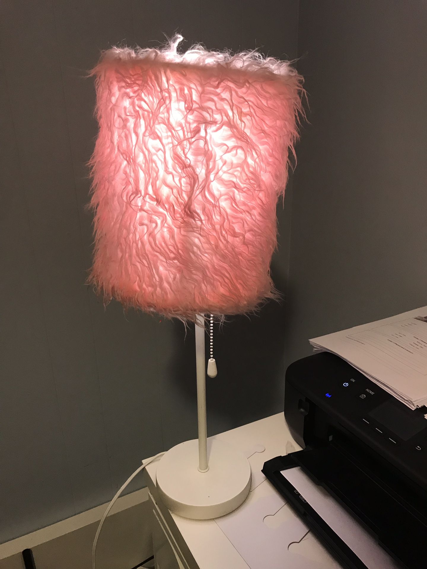 Beautiful fluffy pink lamp