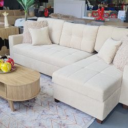 REVERSABLE SLEEPER SECTIONAL BEIGE GRAY DARK GRAY  FABRIC 101×60