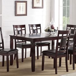 7PC Brown Dining Table Set 