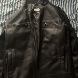 Calvin Klein Leather Jacket Size Large Tried On Once!!!!