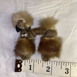 Vintage 50s 60s Jewelry Brown Mink Fur Poodle Dog Pin Brooch